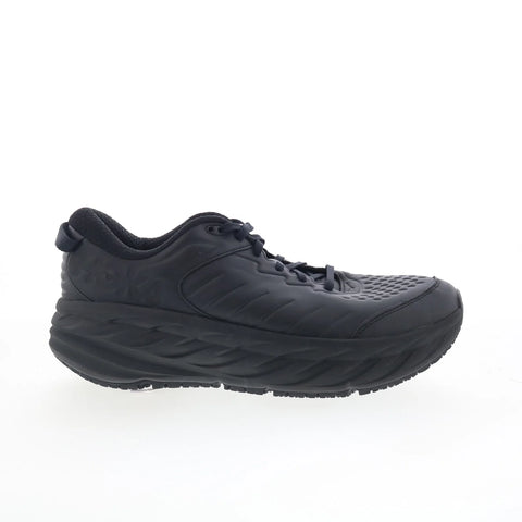 Hoka Bondi SR 1110520-BBLC Mens Black Leather Lace Up Athletic Running Shoes