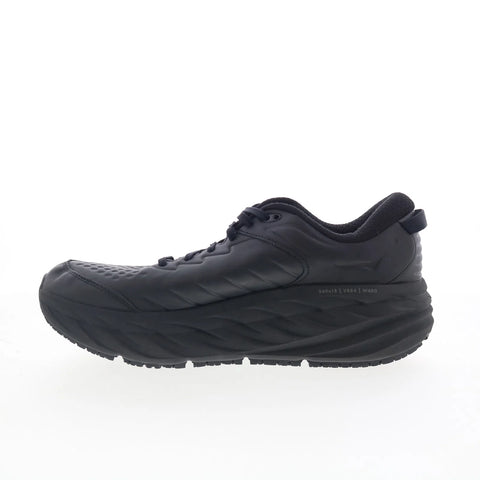 Hoka Bondi SR 1110520-BBLC Mens Black Leather Lace Up Athletic Running Shoes