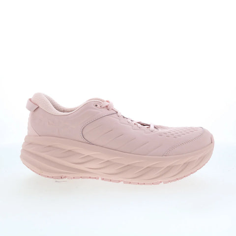 Hoka Bondi SR 1110521-PHW Womens Pink Leather Lace Up Athletic Running Shoes
