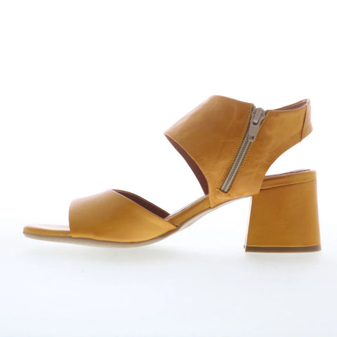 Miz Mooz Bonnette Womens Brown Leather Zipper Heeled Sandals Shoes