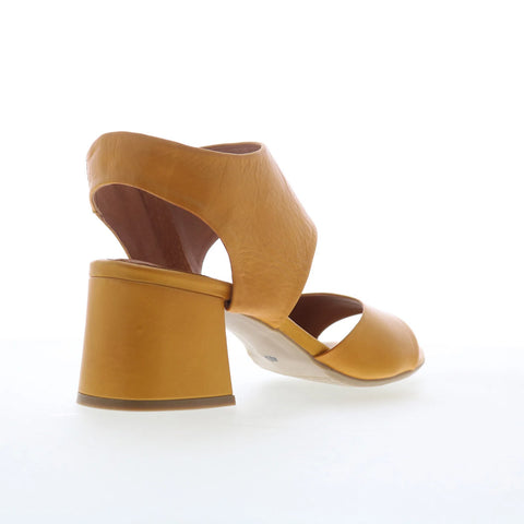 Miz Mooz Bonnette Womens Brown Leather Zipper Heeled Sandals Shoes