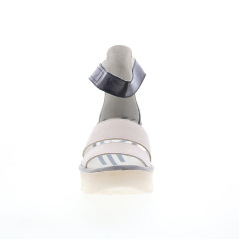 Fly London Bono BONO290FLY-010 Womens Gray Leather Wedges Sandals Shoes