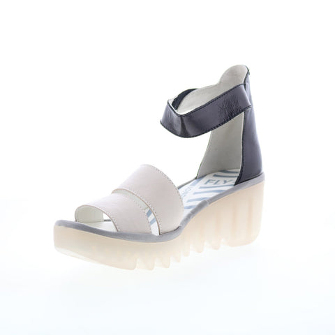 Fly London Bono BONO290FLY-010 Womens Gray Leather Wedges Sandals Shoes