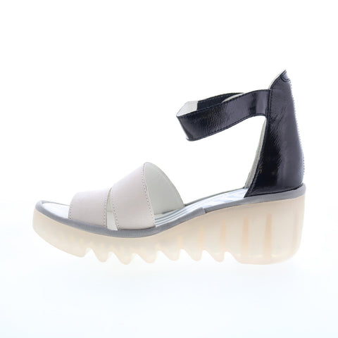 Fly London Bono BONO290FLY-010 Womens Gray Leather Wedges Sandals Shoes