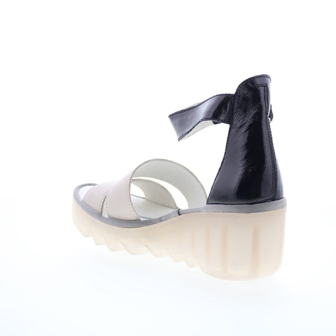 Fly London Bono BONO290FLY-010 Womens Gray Leather Wedges Sandals Shoes