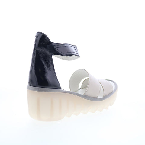 Fly London Bono BONO290FLY-010 Womens Gray Leather Wedges Sandals Shoes