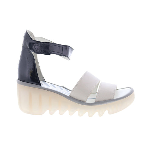 Fly London Bono BONO290FLY-010 Womens Gray Leather Wedges Sandals Shoes