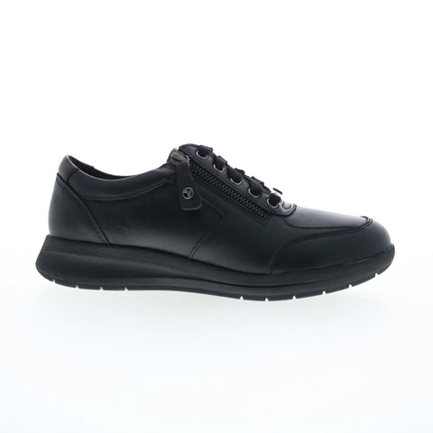 Revere Boston Womens Black Leather Lace Up Lifestyle Sneakers Shoes