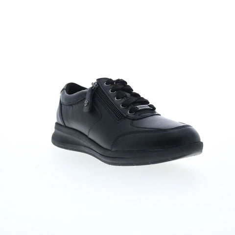 Revere Boston Womens Black Wide Leather Lifestyle Sneakers Shoes