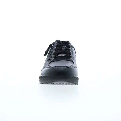 Revere Boston Womens Black Wide Leather Lifestyle Sneakers Shoes