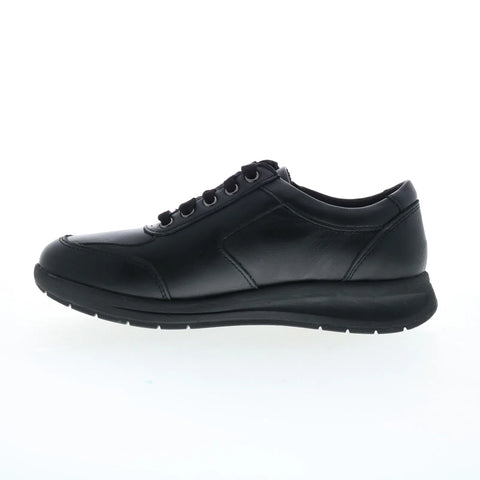 Revere Boston Womens Black Leather Lace Up Lifestyle Sneakers Shoes