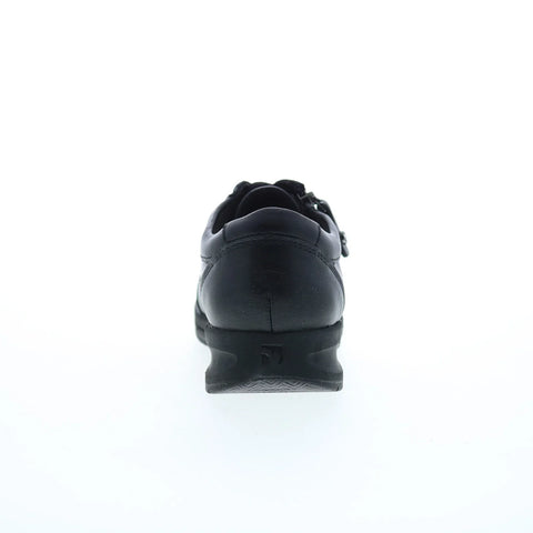 Revere Boston Womens Black Wide Leather Lifestyle Sneakers Shoes