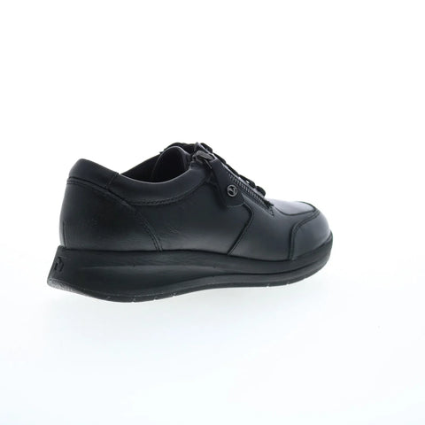 Revere Boston Womens Black Wide Leather Lifestyle Sneakers Shoes