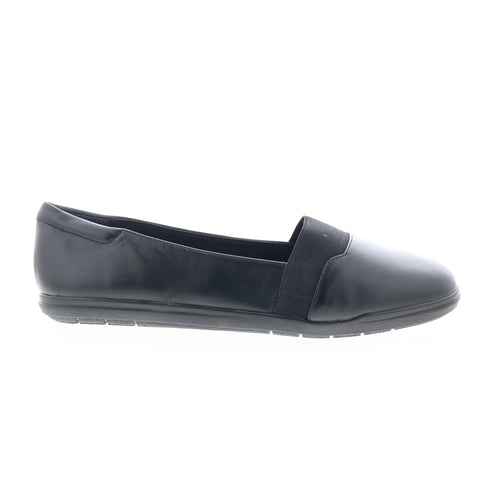 Easy Spirit Bounce SEBOUNCE Womens Black Wide Leather Loafer Flats Shoes