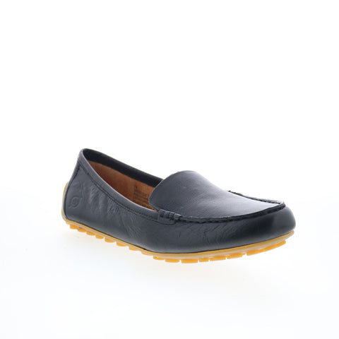 Born Axona BR0000203 Womens Black Leather Slip On Loafer Flats Shoes