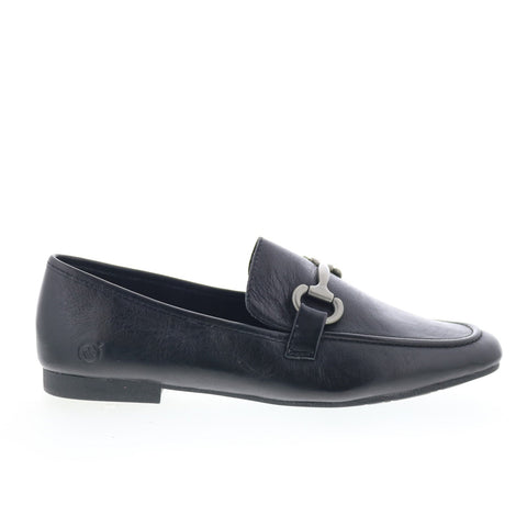 Born Beca BR0018603 Womens Black Leather Slip On Ballet Flats Shoes