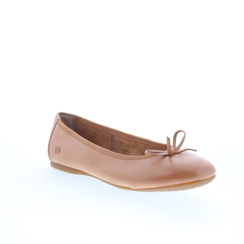 Born Brin BR0018775 Womens Beige Leather Slip On Ballet Flats Shoes