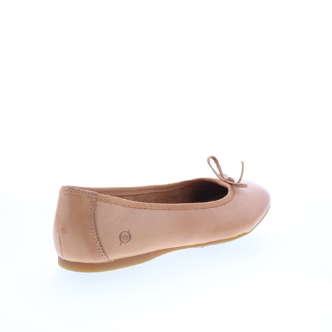 Born Brin BR0018775 Womens Beige Leather Slip On Ballet Flats Shoes