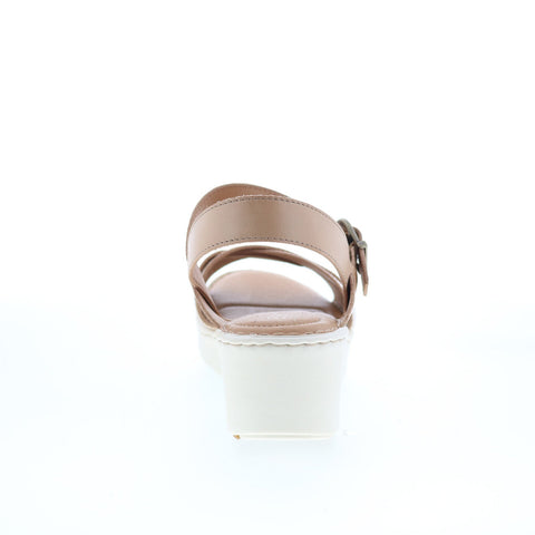 Born Genie BR0038202 Womens Beige Leather Hook & Loop Wedges Sandals Shoes