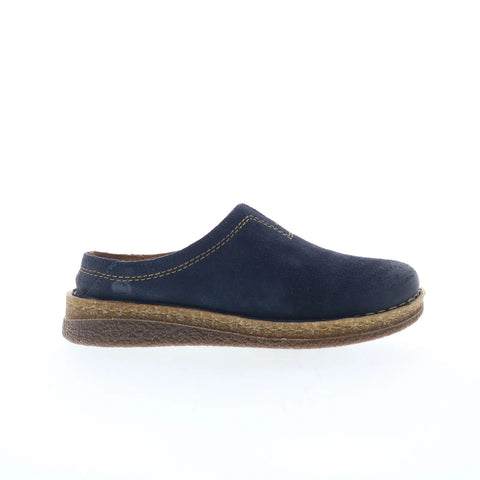 Born Seana BR0044672 Womens Blue Leather Slip On Clog Flats Shoes