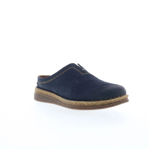 Born Seana BR0044672 Womens Blue Leather Slip On Clog Flats Shoes