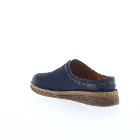 Born Seana BR0044672 Womens Blue Leather Slip On Clog Flats Shoes