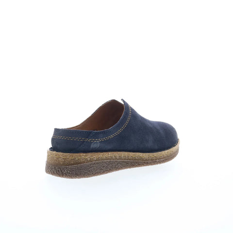 Born Seana BR0044672 Womens Blue Leather Slip On Clog Flats Shoes