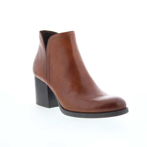 Born Olivia BR0051506 Womens Brown Leather Zipper Ankle & Booties Boots