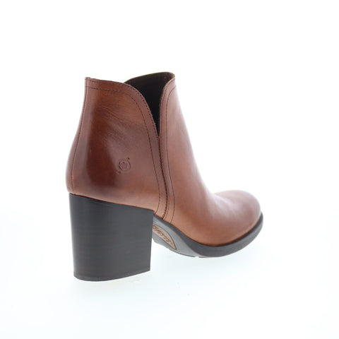 Born Olivia BR0051506 Womens Brown Leather Zipper Ankle & Booties Boots