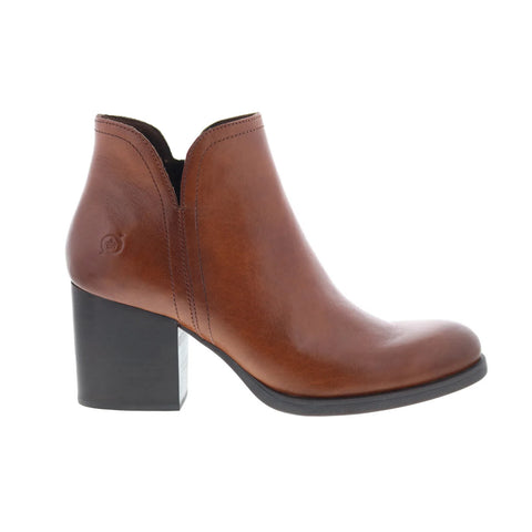 Born Olivia BR0051506 Womens Brown Leather Zipper Ankle & Booties Boots