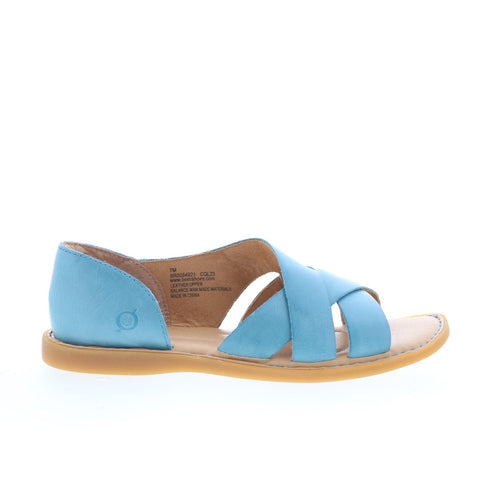 Born Ithica BR0054921 Womens Blue Leather Slip On Strap Sandals Shoes