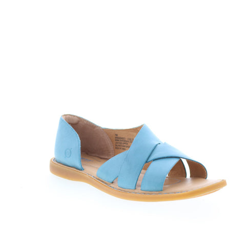 Born Ithica BR0054921 Womens Blue Leather Slip On Strap Sandals Shoes