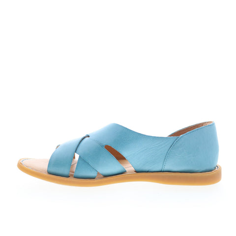 Born Ithica BR0054921 Womens Blue Leather Slip On Strap Sandals Shoes