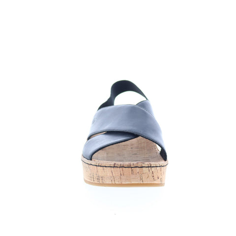 Born Sandra BR0056203 Womens Black Leather Slip On Slingback Sandals Shoes