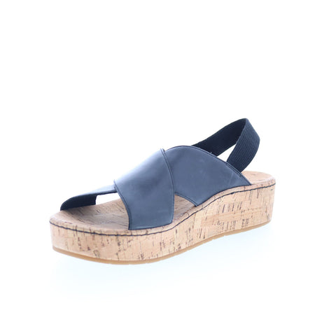 Born Sandra BR0056203 Womens Black Leather Slip On Slingback Sandals Shoes