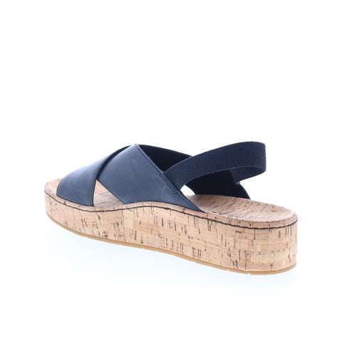 Born Sandra BR0056203 Womens Black Leather Slip On Slingback Sandals Shoes