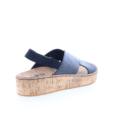 Born Sandra BR0056203 Womens Black Leather Slip On Slingback Sandals Shoes