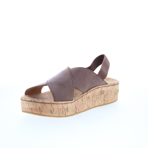 Born Sandra BR0056223 Womens Brown Leather Slip On Slingback Sandals Shoes