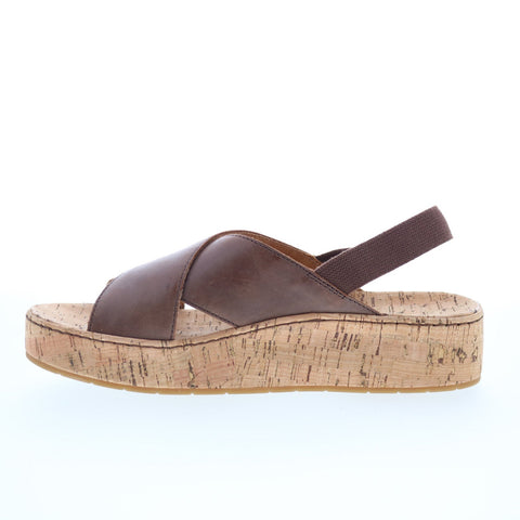 Born Sandra BR0056223 Womens Brown Leather Slip On Slingback Sandals Shoes