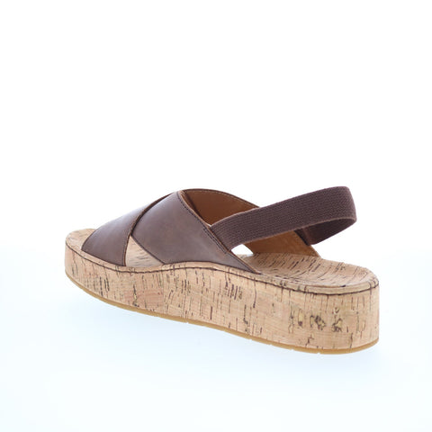 Born Sandra BR0056223 Womens Brown Leather Slip On Slingback Sandals Shoes