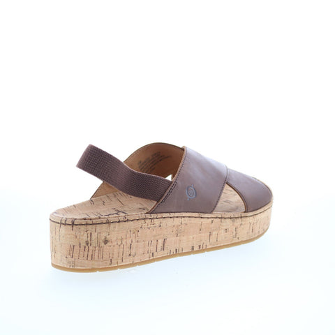 Born Sandra BR0056223 Womens Brown Leather Slip On Slingback Sandals Shoes