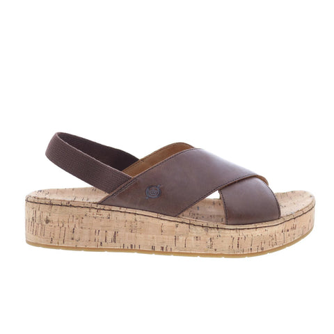 Born Sandra BR0056223 Womens Brown Leather Slip On Slingback Sandals Shoes