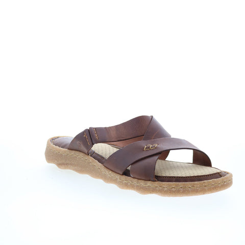 Born Hayka Sport BR0056706 Womens Brown Leather Slip On Slides Sandals Shoes