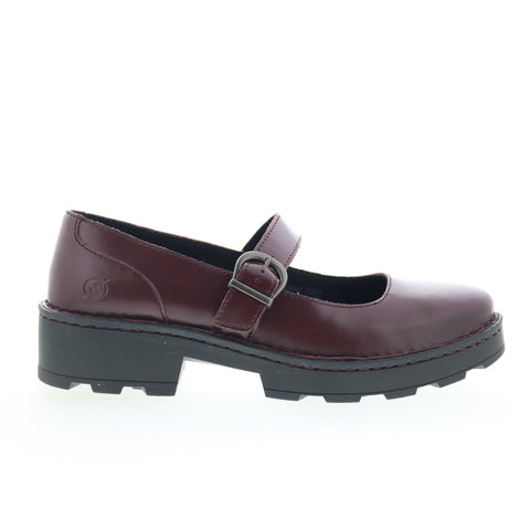 Born Casandra BR0060447 Womens Burgundy Leather Mary Jane Flats Shoes