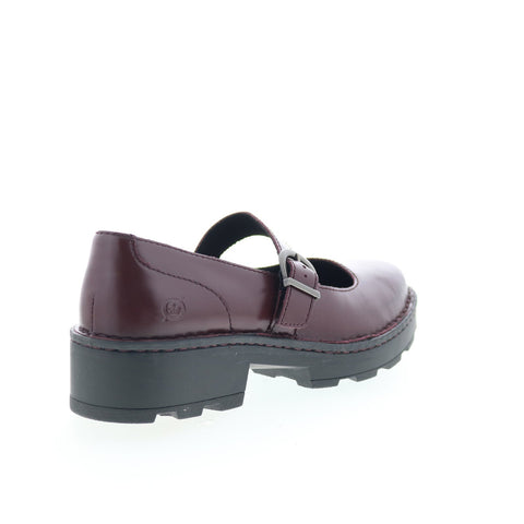 Born Casandra BR0060447 Womens Burgundy Leather Mary Jane Flats Shoes