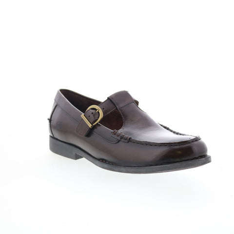 Born Miki BR0061357 Womens Brown Leather Hook & Loop Loafer Flats Shoes