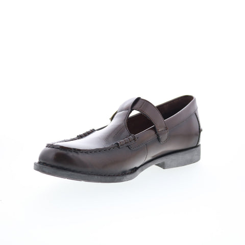Born Miki BR0061357 Womens Brown Leather Hook & Loop Loafer Flats Shoes