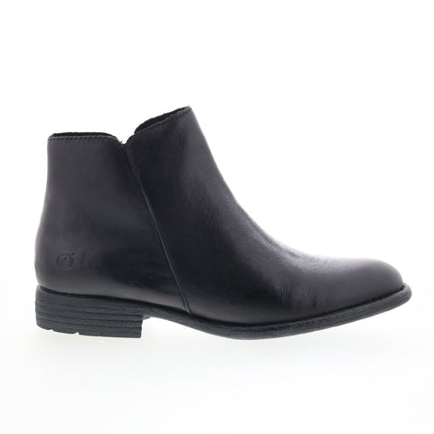Born Lauryl BR0065003 Womens Black Leather Zipper Ankle & Booties Boots