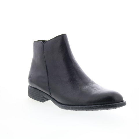 Born Lauryl BR0065003 Womens Black Leather Zipper Ankle & Booties Boots
