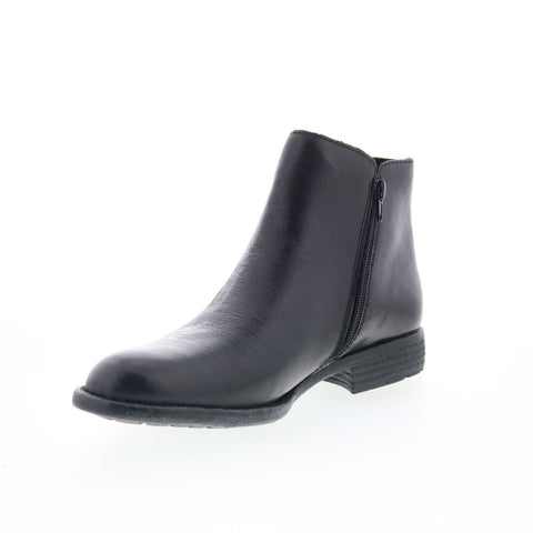 Born Lauryl BR0065003 Womens Black Leather Zipper Ankle & Booties Boots